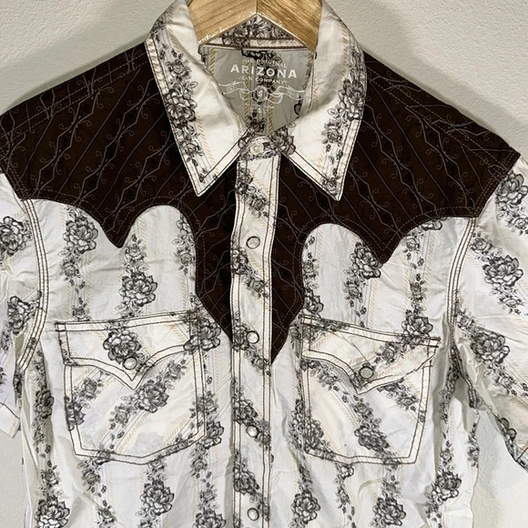 Vintage 90s Arizona Short Sleeve Pearl Snap Western Shirt Men Size Small Cowboy - Picture 4 of 8
